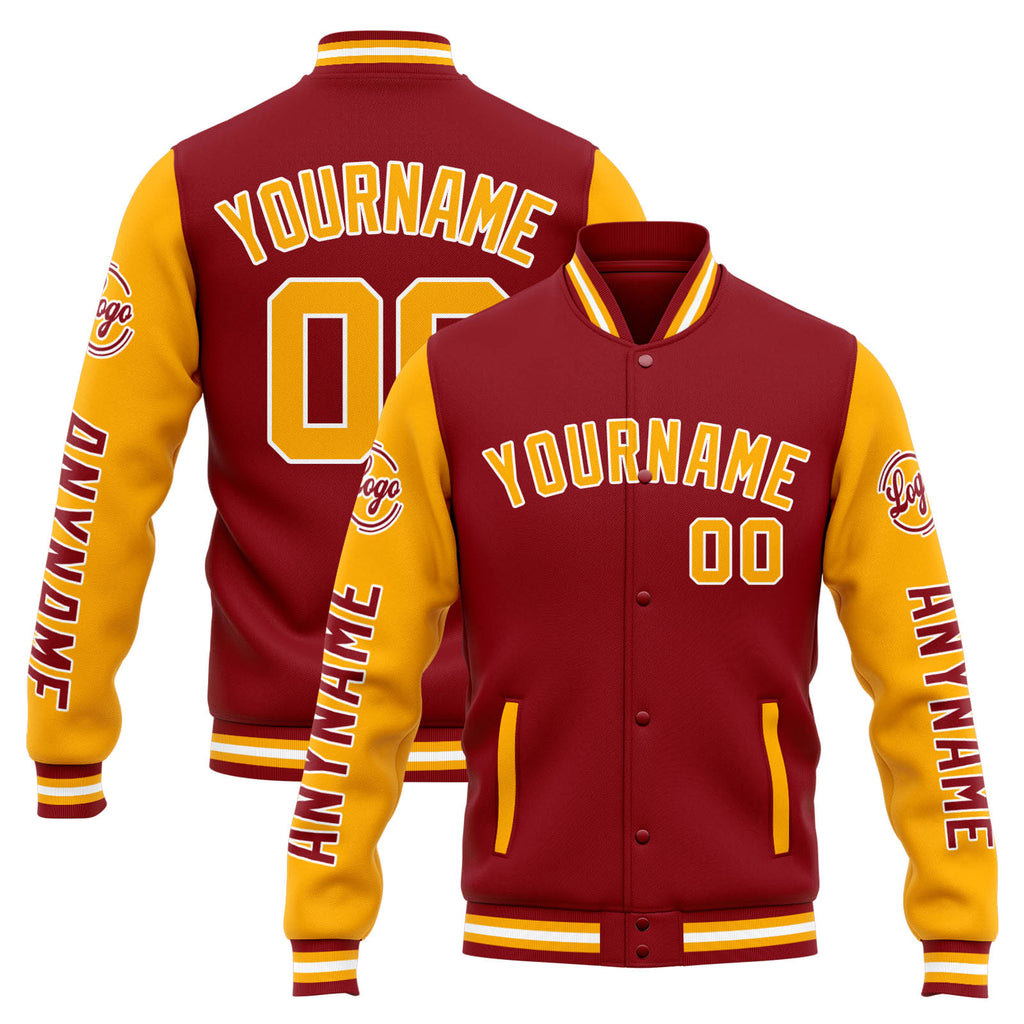 Custom Varsity Jacket Letterman jacket for Men, Women and Youth Red Orange enthsush