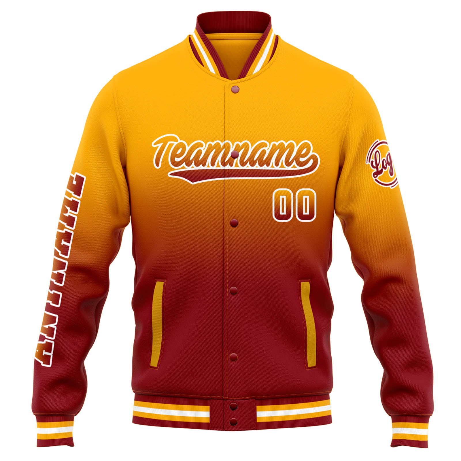 Custom Varsity Jacket Letterman jacket for Men, Women and Youth Orange Red Gradient enthsush