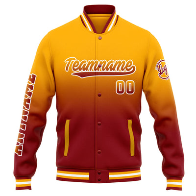 Custom Varsity Jacket Letterman jacket for Men, Women and Youth Orange Red Gradient enthsush
