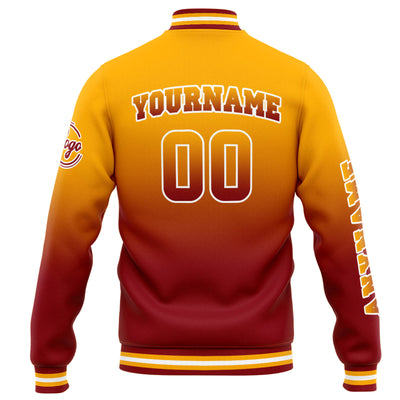 Custom Varsity Jacket Letterman jacket for Men, Women and Youth Orange Red Gradient enthsush
