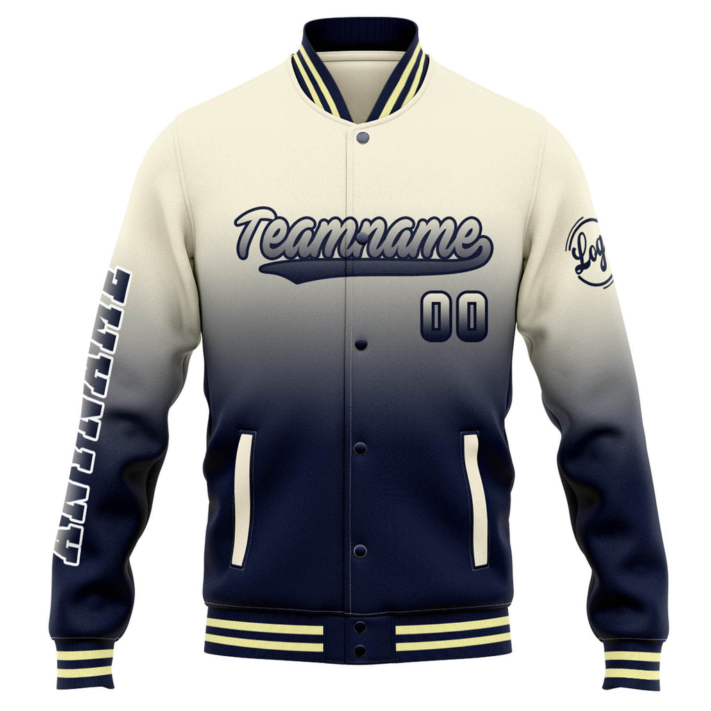 Custom Varsity Jacket Letterman jacket for Men, Women and Youth Crean Navy Gradient enthsush