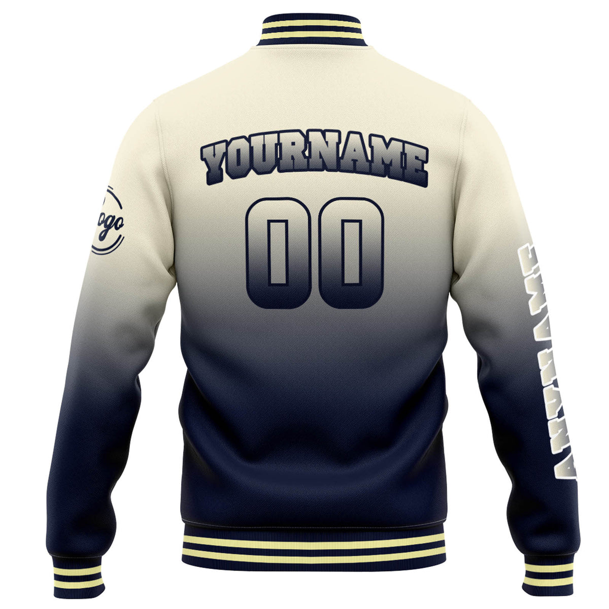 Custom Varsity Jacket Letterman jacket for Men, Women and Youth Crean Navy Gradient enthsush