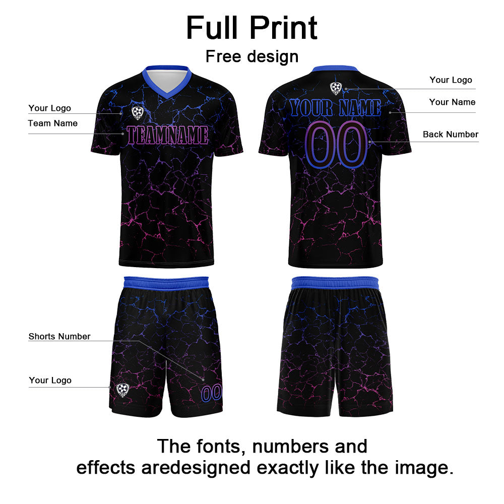 Custom Black Rose Purple Jerseys for Men Women Personalized Soccer Uniforms for Adult and Kid enthsush