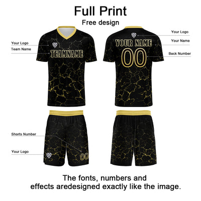 Custom Black Yellow Jerseys for Men Women Personalized Soccer Uniforms for Adult and Kid enthsush