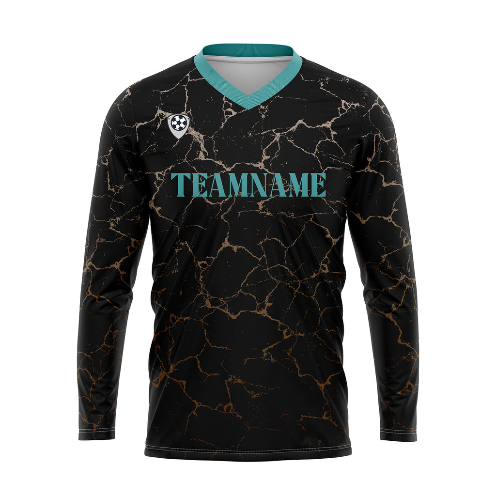 Custom Black Teal Basketball Soccer Football Shooting Long T-Shirt for Adults and Kids enthsush
