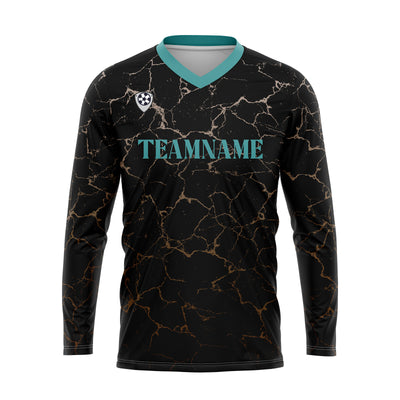 Custom Black Teal Basketball Soccer Football Shooting Long T-Shirt for Adults and Kids enthsush