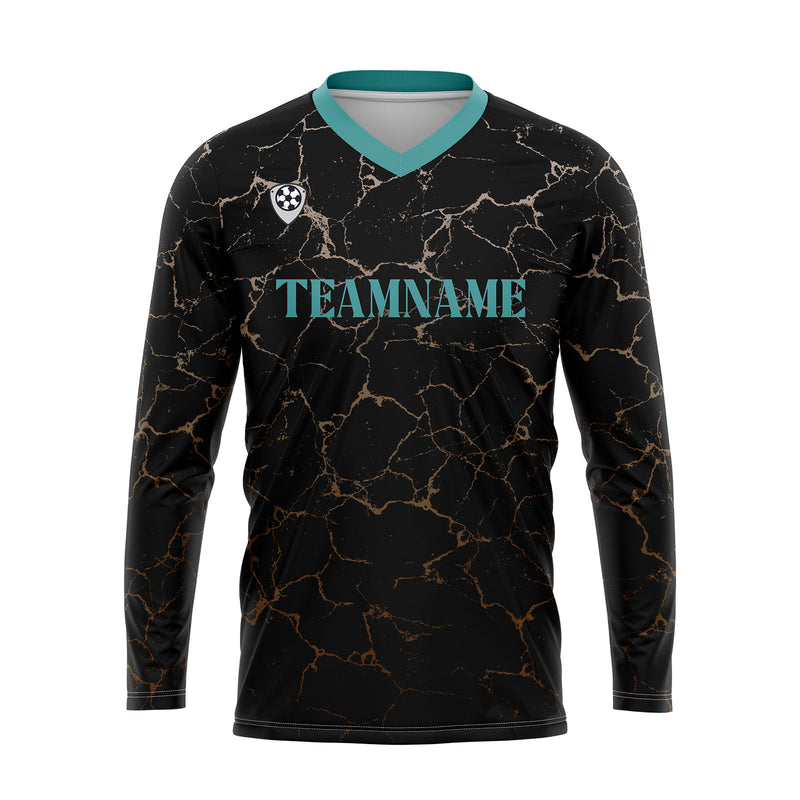 Custom Black Teal Basketball Soccer Football Shooting Long T-Shirt for Adults and Kids