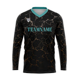 Custom Black Teal Basketball Soccer Football Shooting Long T-Shirt for Adults and Kids