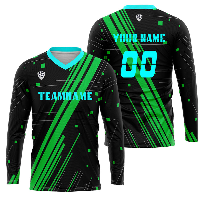Custom Green Cyan Basketball Soccer Football Shooting Long T-Shirt for Adults and Kids