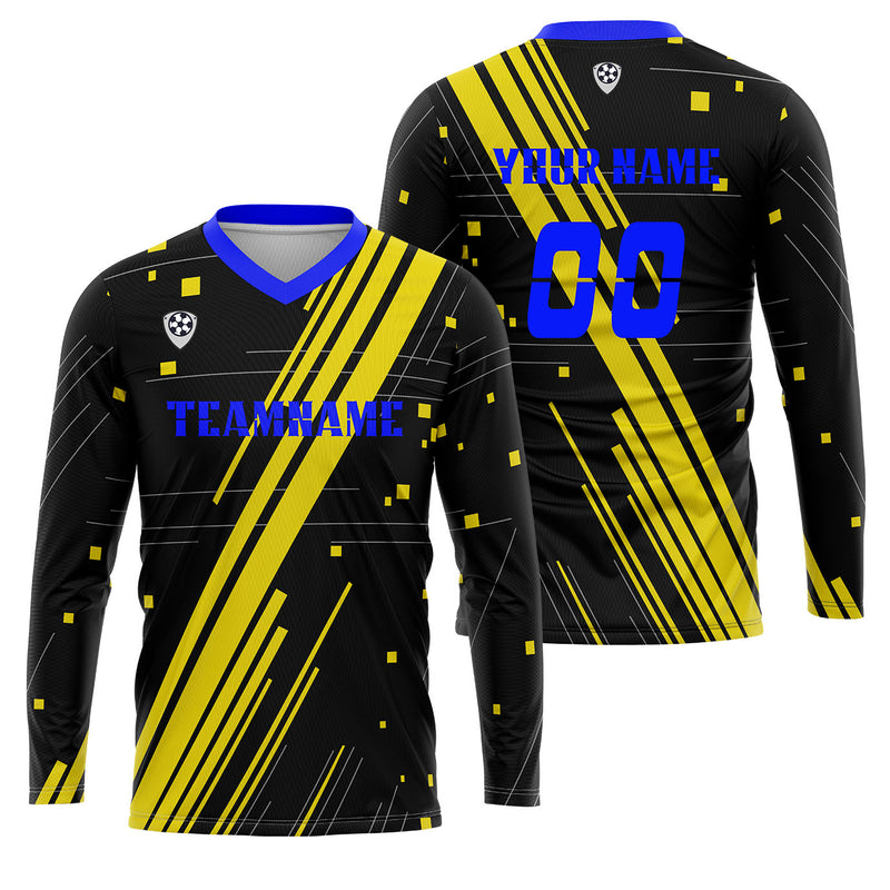 Custom Blue Yellow Basketball Soccer Football Shooting Long T-Shirt for Adults and Kids