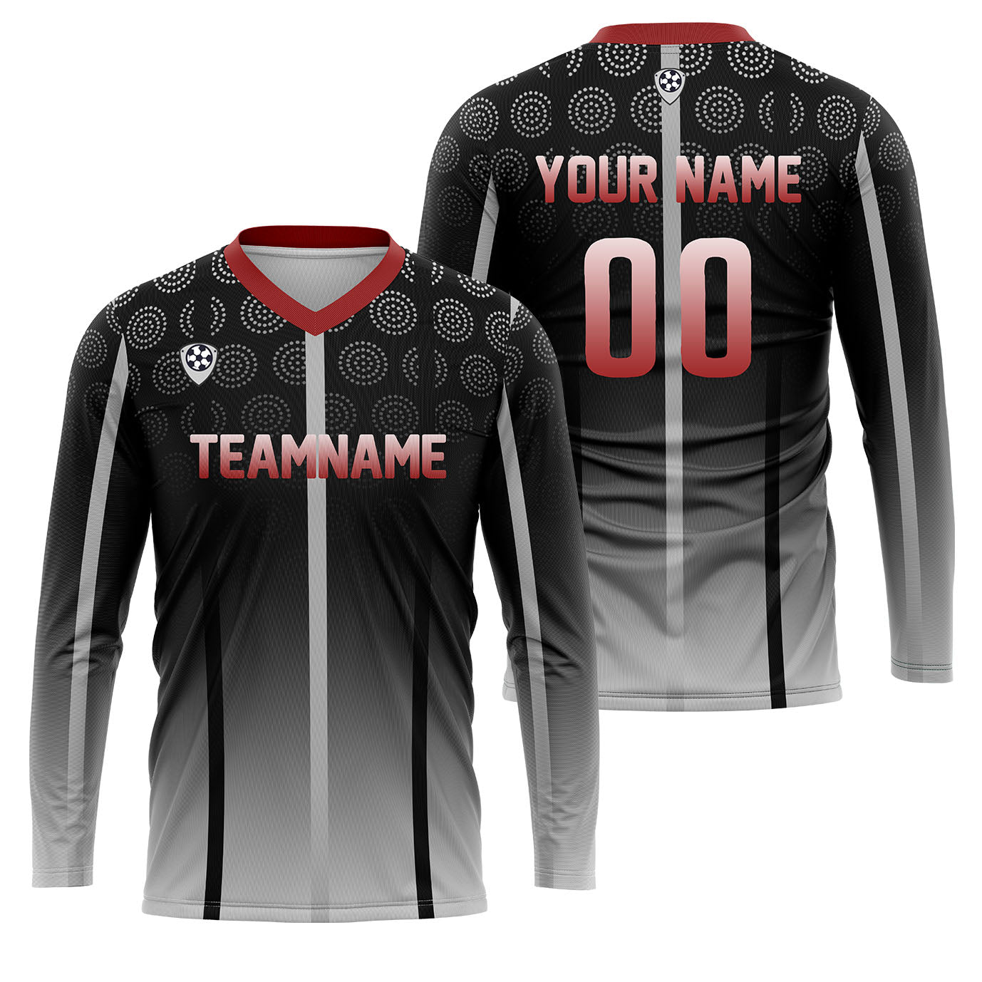 Custom Black Red Basketball Soccer Football Shooting Long T-Shirt for Adults and Kids enthsush