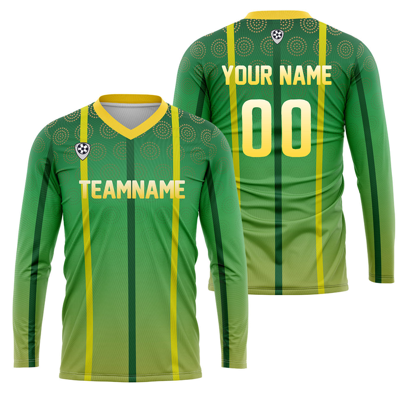 Custom Green Yellow Basketball Soccer Football Shooting Long T-Shirt for Adults and Kids enthsush