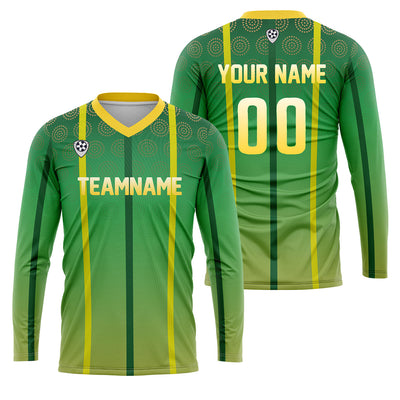 Custom Green Yellow Basketball Soccer Football Shooting Long T-Shirt for Adults and Kids enthsush