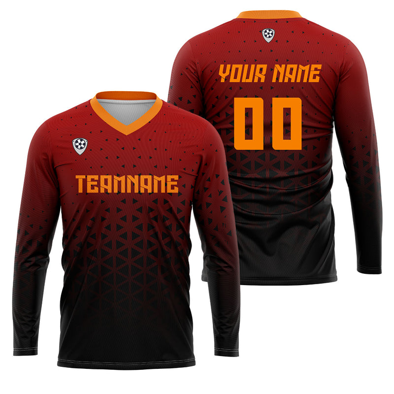 Custom Red Orange Basketball Soccer Football Shooting Long T-Shirt for Adults and Kids