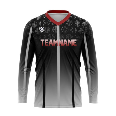Custom Black Red Basketball Soccer Football Shooting Long T-Shirt for Adults and Kids enthsush