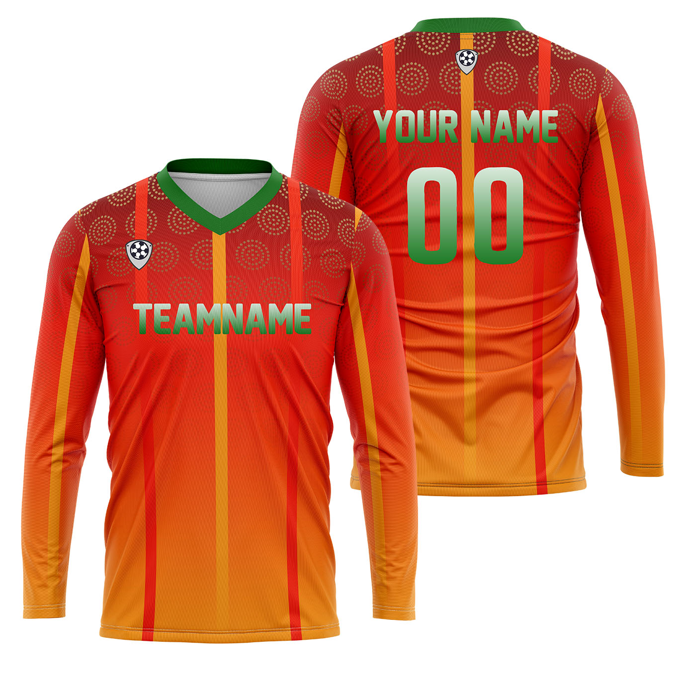 Custom Orange Green Basketball Soccer Football Shooting Long T-Shirt for Adults and Kids enthsush