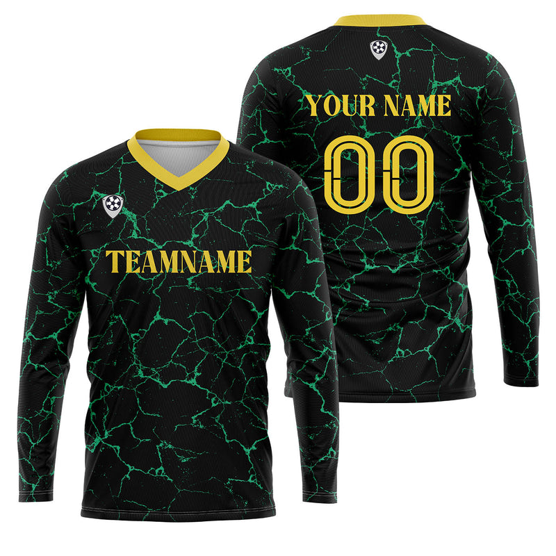 Custom Black Lemon Yellow Basketball Soccer Football Shooting Long T-Shirt for Adults and Kids