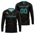 Custom Black Teal Basketball Soccer Football Shooting Long T-Shirt for Adults and Kids enthsush