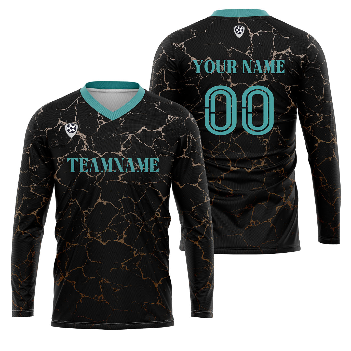 Custom Black Teal Basketball Soccer Football Shooting Long T-Shirt for Adults and Kids enthsush