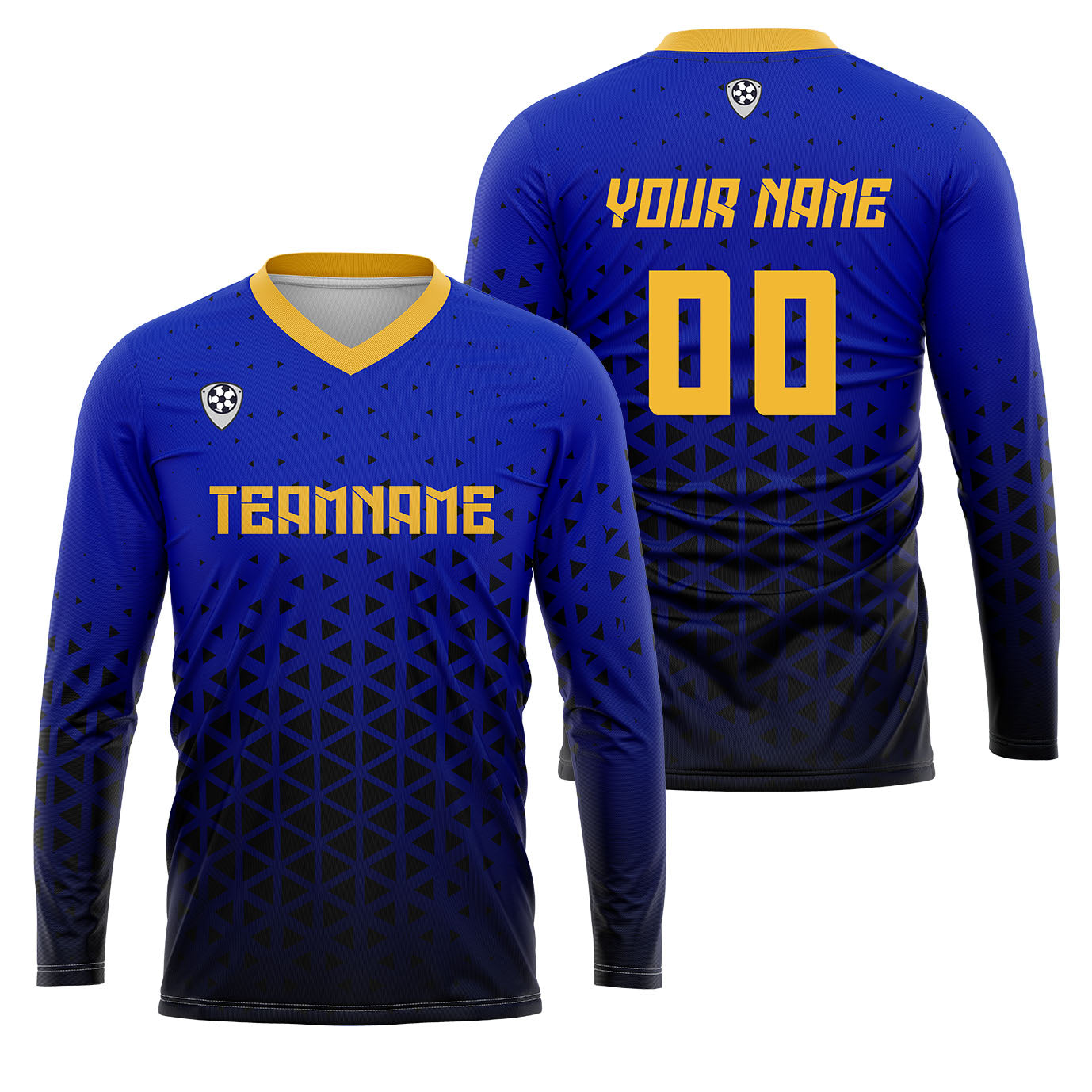 Custom Blue Yellow Basketball Soccer Football Shooting Long T-Shirt for Adults and Kids enthsush