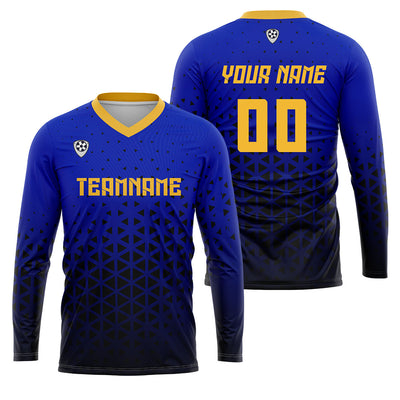Custom Blue Yellow Basketball Soccer Football Shooting Long T-Shirt for Adults and Kids enthsush