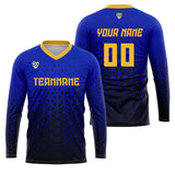 Custom Blue Yellow Basketball Soccer Football Shooting Long T-Shirt for Adults and Kids