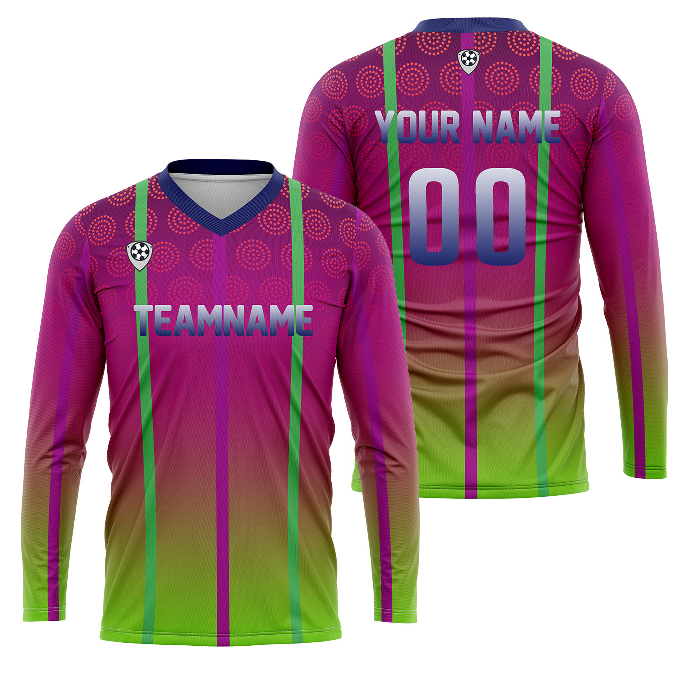 Custom Green Purple Basketball Soccer Football Shooting Long T-Shirt for Adults and Kids enthsush