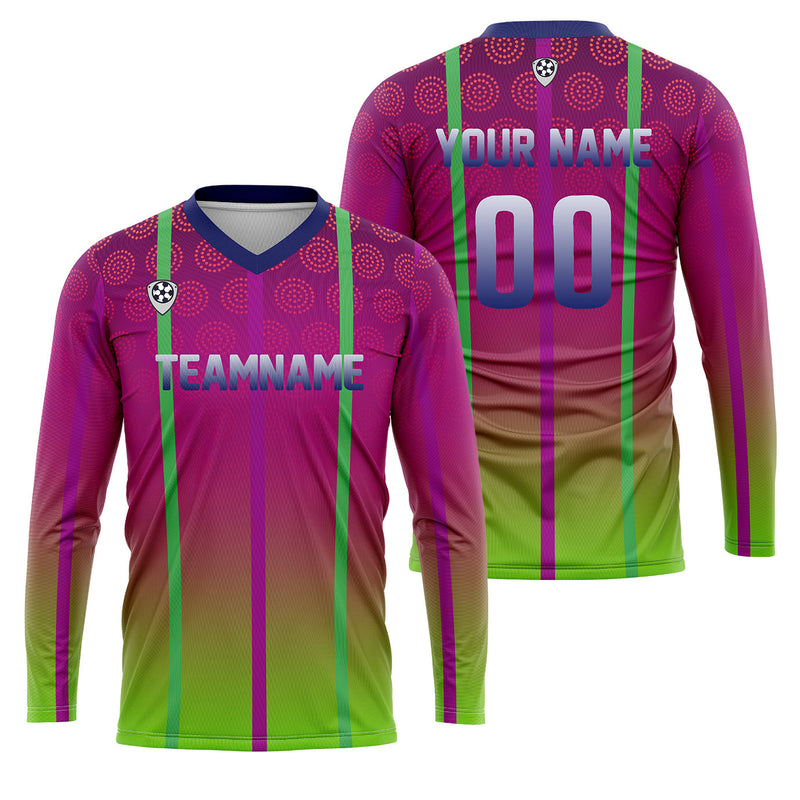 Custom Green Purple Basketball Soccer Football Shooting Long T-Shirt for Adults and Kids