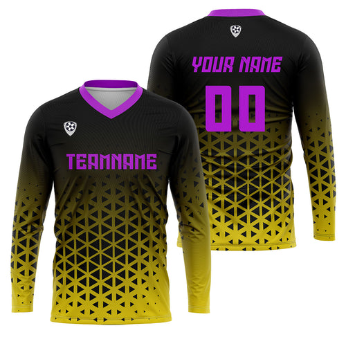 Custom  Yellow Purple Basketball Soccer Football Shooting Long T-Shirt for Adults and Kids enthsush