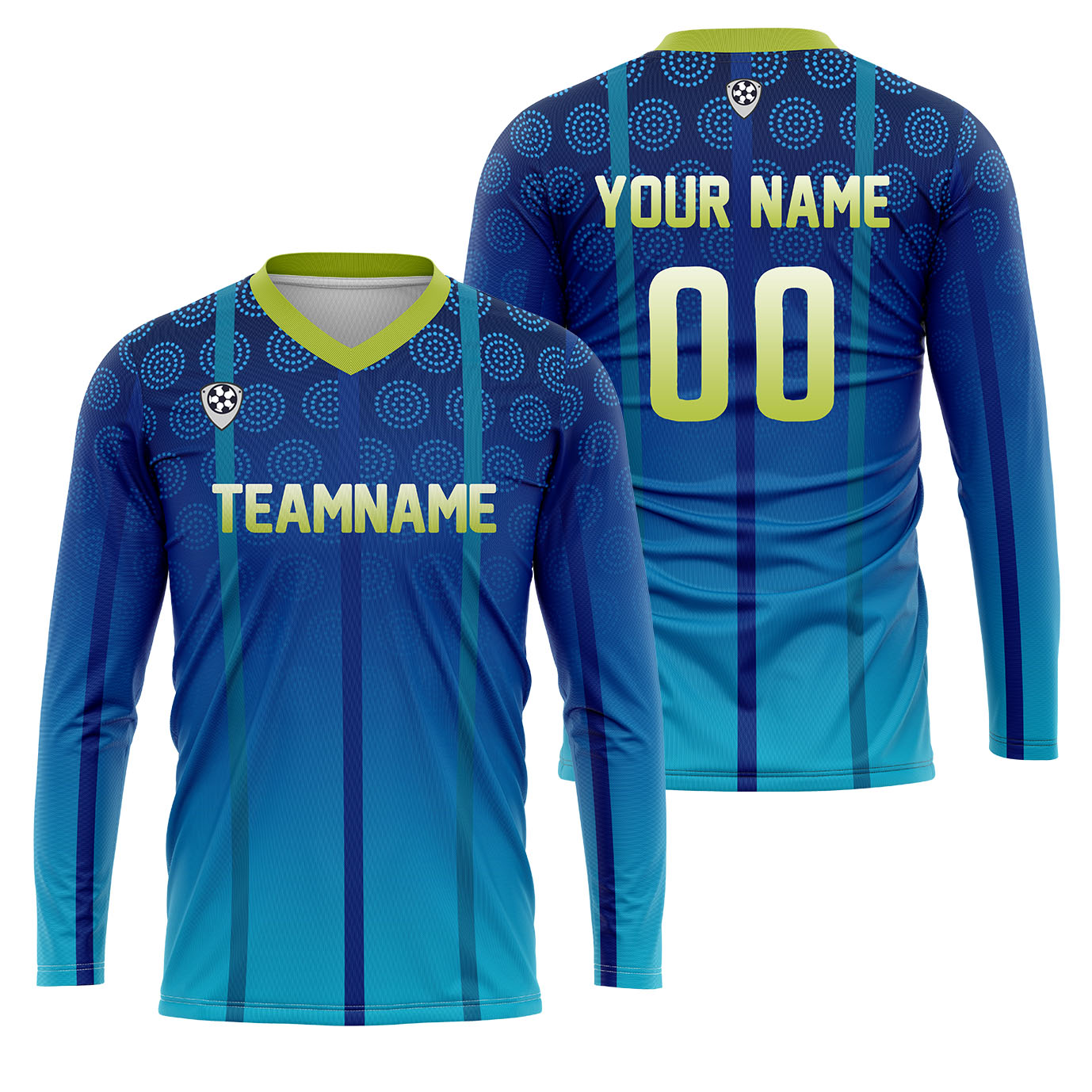 Custom Blue Green Basketball Soccer Football Shooting Long T-Shirt for Adults and Kids enthsush