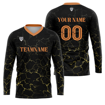 Custom Black Orange Basketball Soccer Football Shooting Long T-Shirt for Adults and Kids enthsush