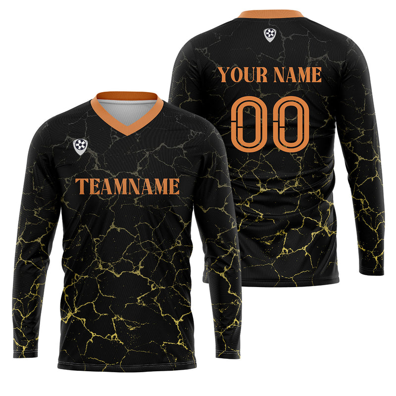 Custom Black Orange Basketball Soccer Football Shooting Long T-Shirt for Adults and Kids