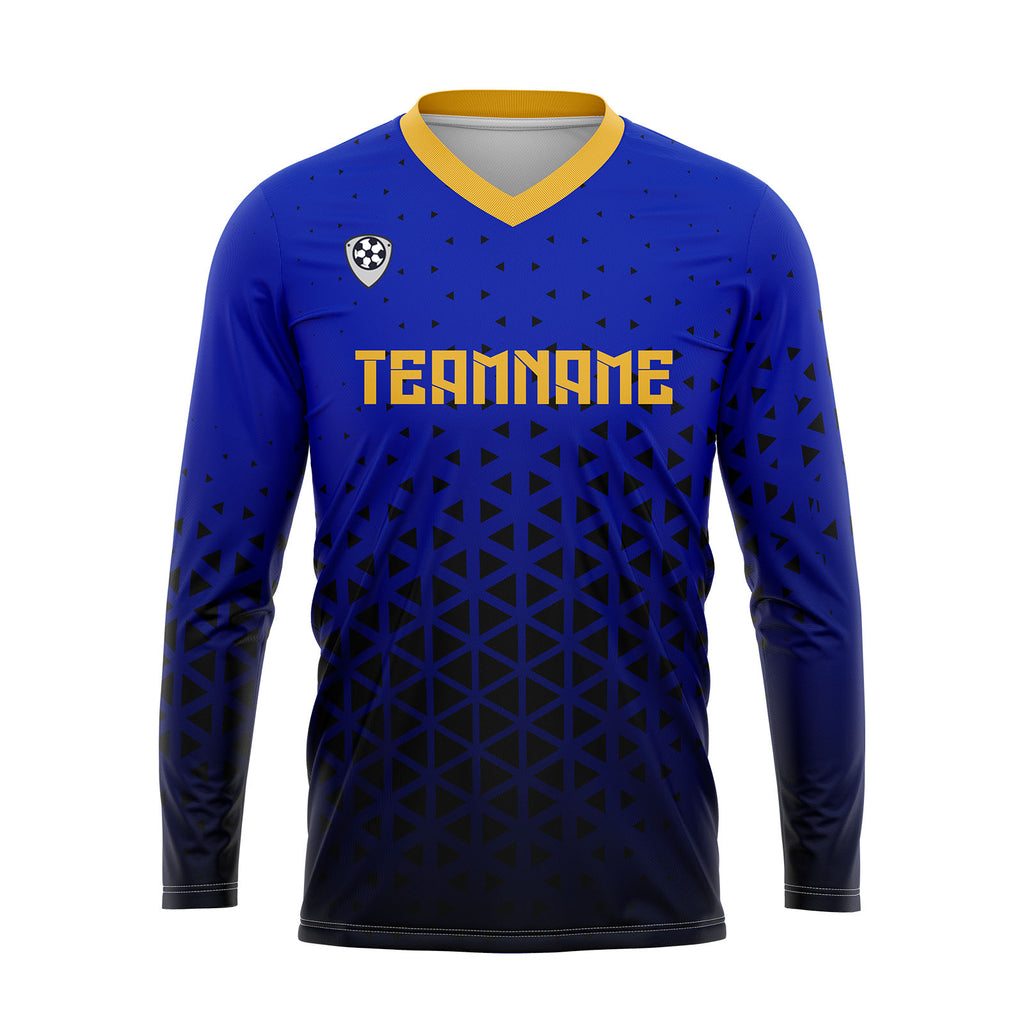 Custom Blue Yellow Basketball Soccer Football Shooting Long T-Shirt for Adults and Kids enthsush