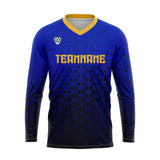 Custom Blue Yellow Basketball Soccer Football Shooting Long T-Shirt for Adults and Kids