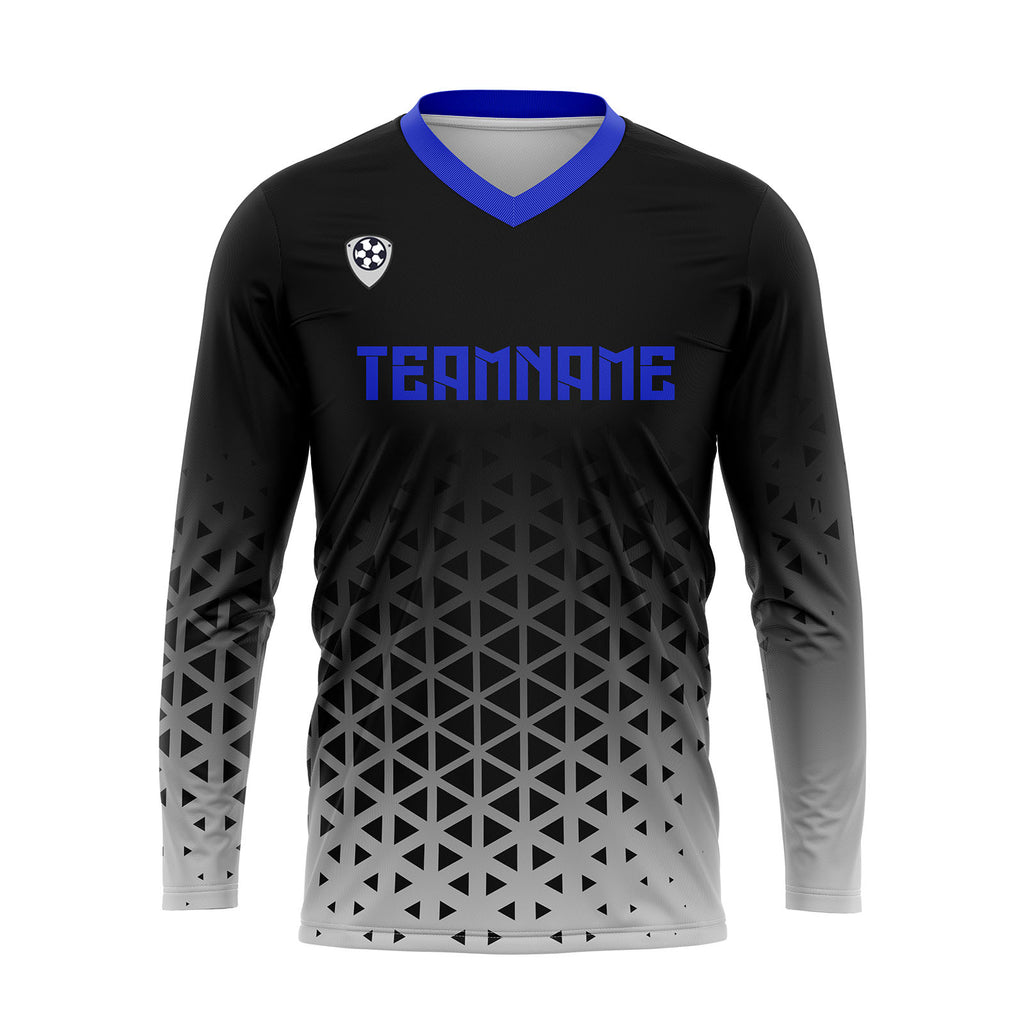 Custom Gray Blue Basketball Soccer Football Shooting Long T-Shirt for Adults and Kids enthsush