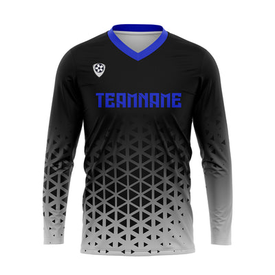 Custom Gray Blue Basketball Soccer Football Shooting Long T-Shirt for Adults and Kids enthsush