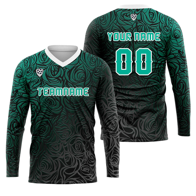 Custom Blue Green Basketball Soccer Football Shooting Long T-Shirt for Adults and Kids