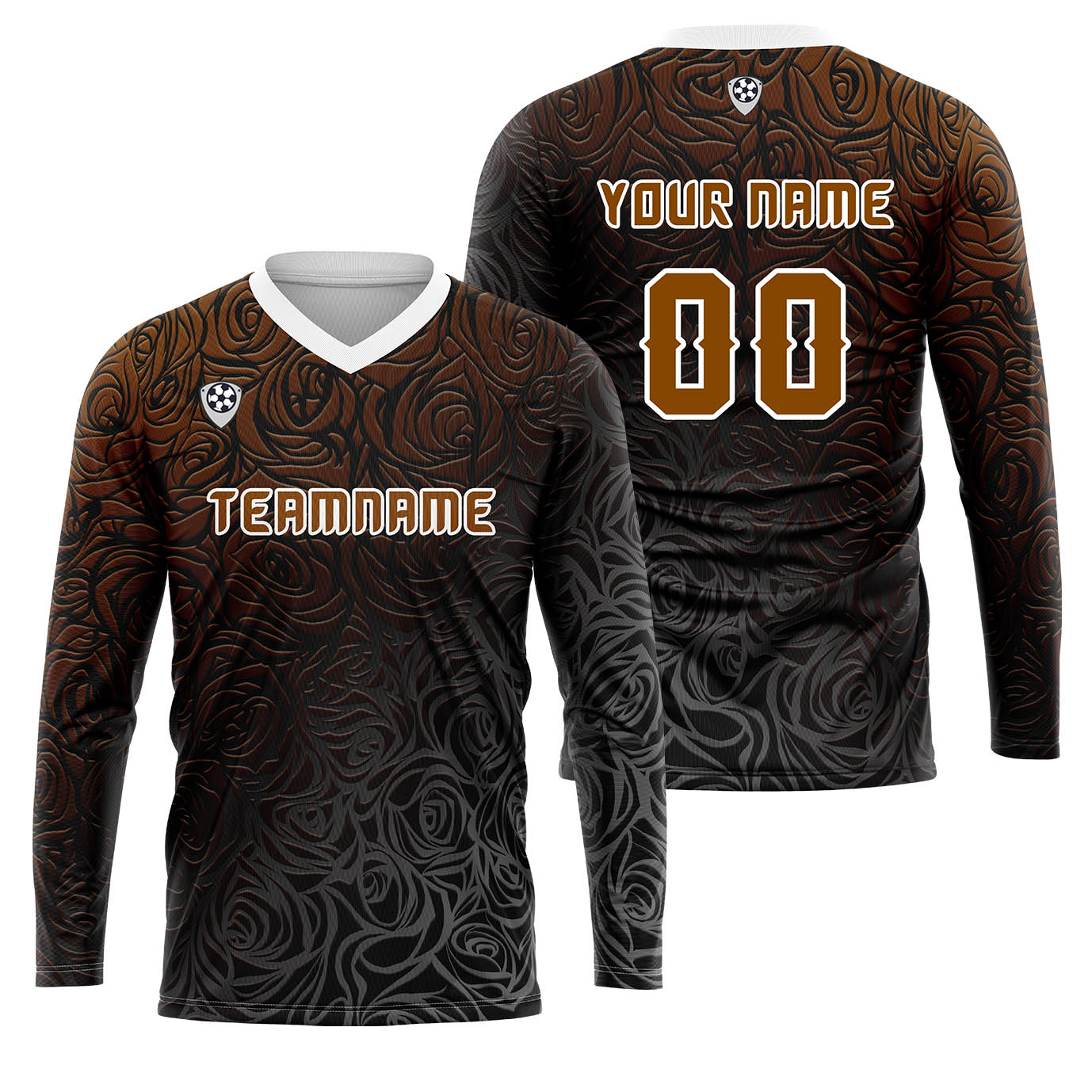 Custom Brown Basketball Soccer Football Shooting Long T-Shirt for Adults and Kids enthsush