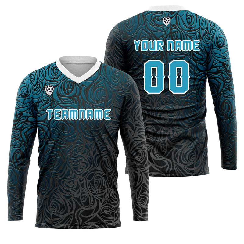 Custom Blue Basketball Soccer Football Shooting Long T-Shirt for Adults and Kids