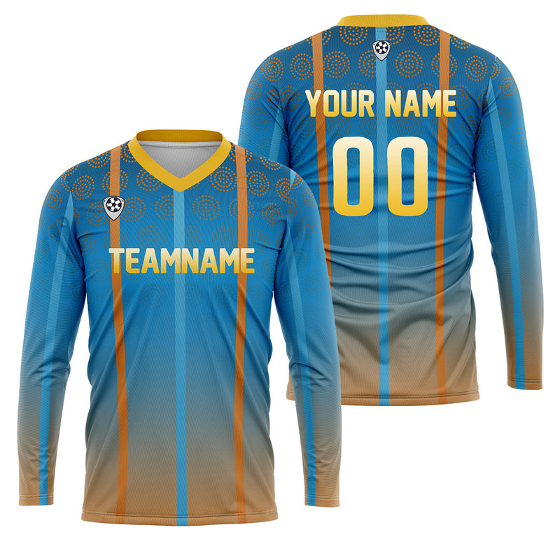 Custom Blue Orange Basketball Soccer Football Shooting Long T-Shirt for Adults and Kids