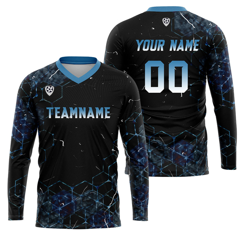 Custom Blue Basketball Soccer Football Shooting Long T-Shirt for Adults and Kids