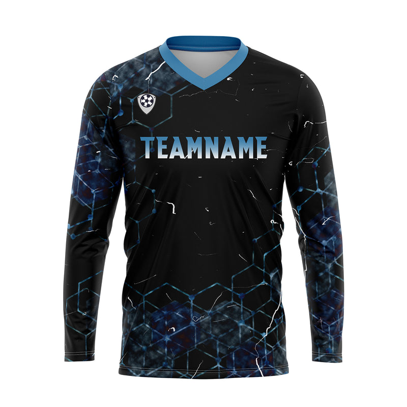 Custom Blue Basketball Soccer Football Shooting Long T-Shirt for Adults and Kids