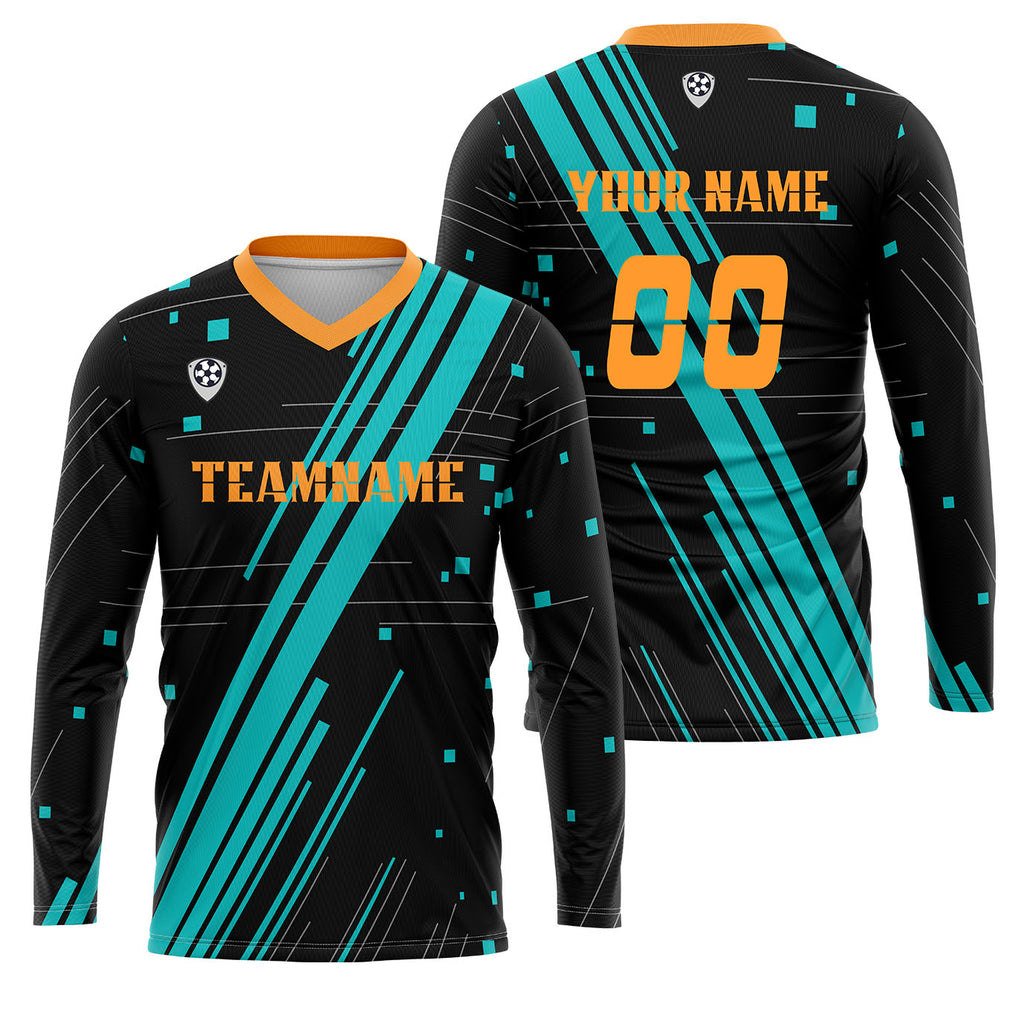 Custom Blue Orange Basketball Soccer Football Shooting Long T-Shirt for Adults and Kids enthsush