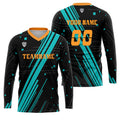 Custom Blue Orange Basketball Soccer Football Shooting Long T-Shirt for Adults and Kids enthsush