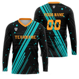 Custom Blue Orange Basketball Soccer Football Shooting Long T-Shirt for Adults and Kids