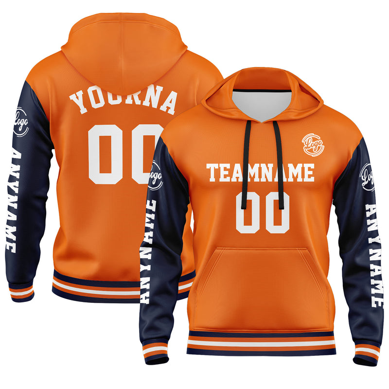 Custom Navy Orange Sweatshirt Hoodie For Men Women Girl Boy Print Your Logo Name Number