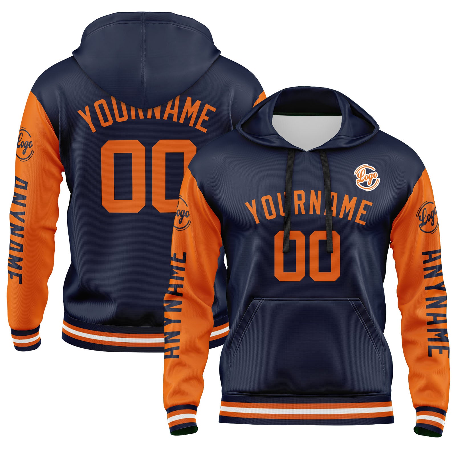 Custom Navy Orange Sweatshirt Hoodie For Men Women Girl Boy Print Your Logo Name Number enthsush