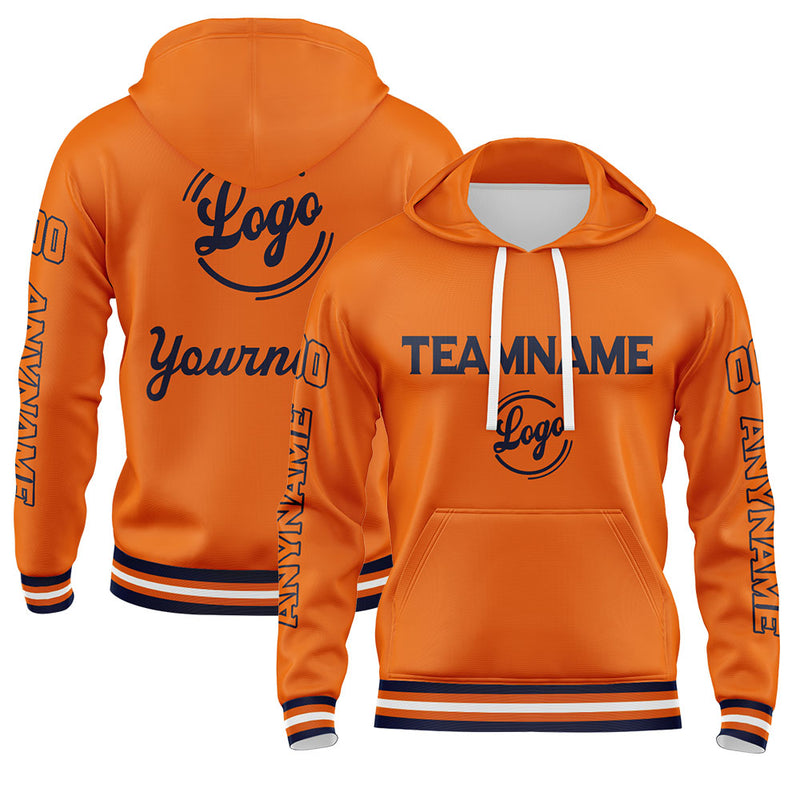 Custom Navy Orange Sweatshirt Hoodie For Men Women Girl Boy Print Your Logo Name Number
