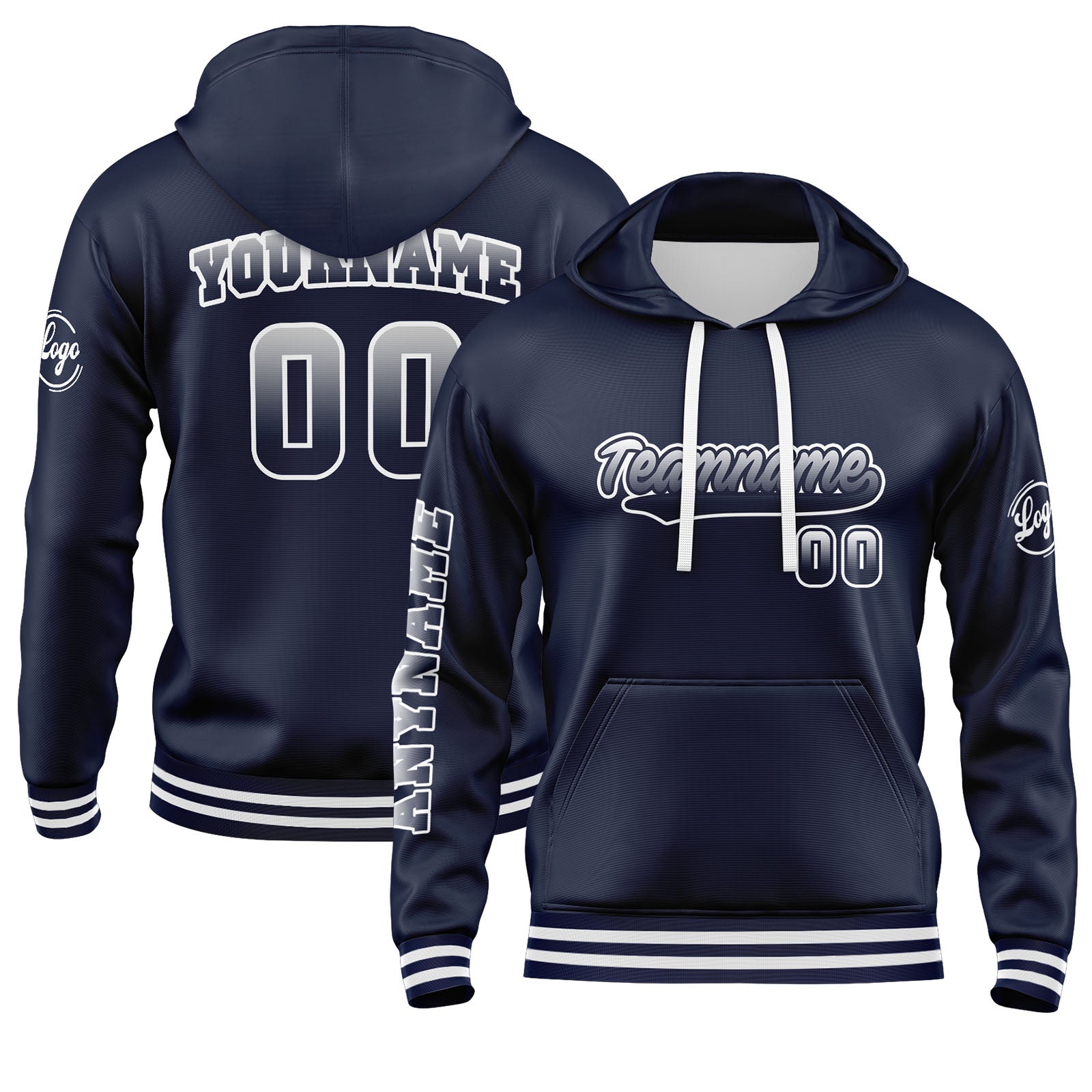 Custom Navy White Sweatshirt Hoodie For Men Women Girl Boy Print Your Logo Name Number enthsush