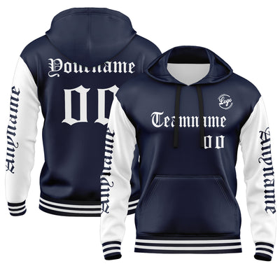 Custom Navy White Sweatshirt Hoodie For Men Women Girl Boy Print Your Logo Name Number enthsush